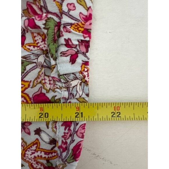 Loft Womens Blouse Sz L Pink Cropped Elastic Waist Long-Slv Cottage Ditzy Floral - Picture 7 of 9